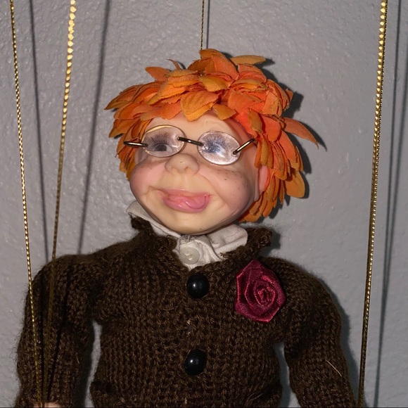 Handcrafted Whimsical Bespectacled Boy Marionette - Picture 5 of 11